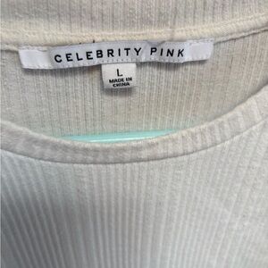 Celebrity Pink Cream Ribbed Top